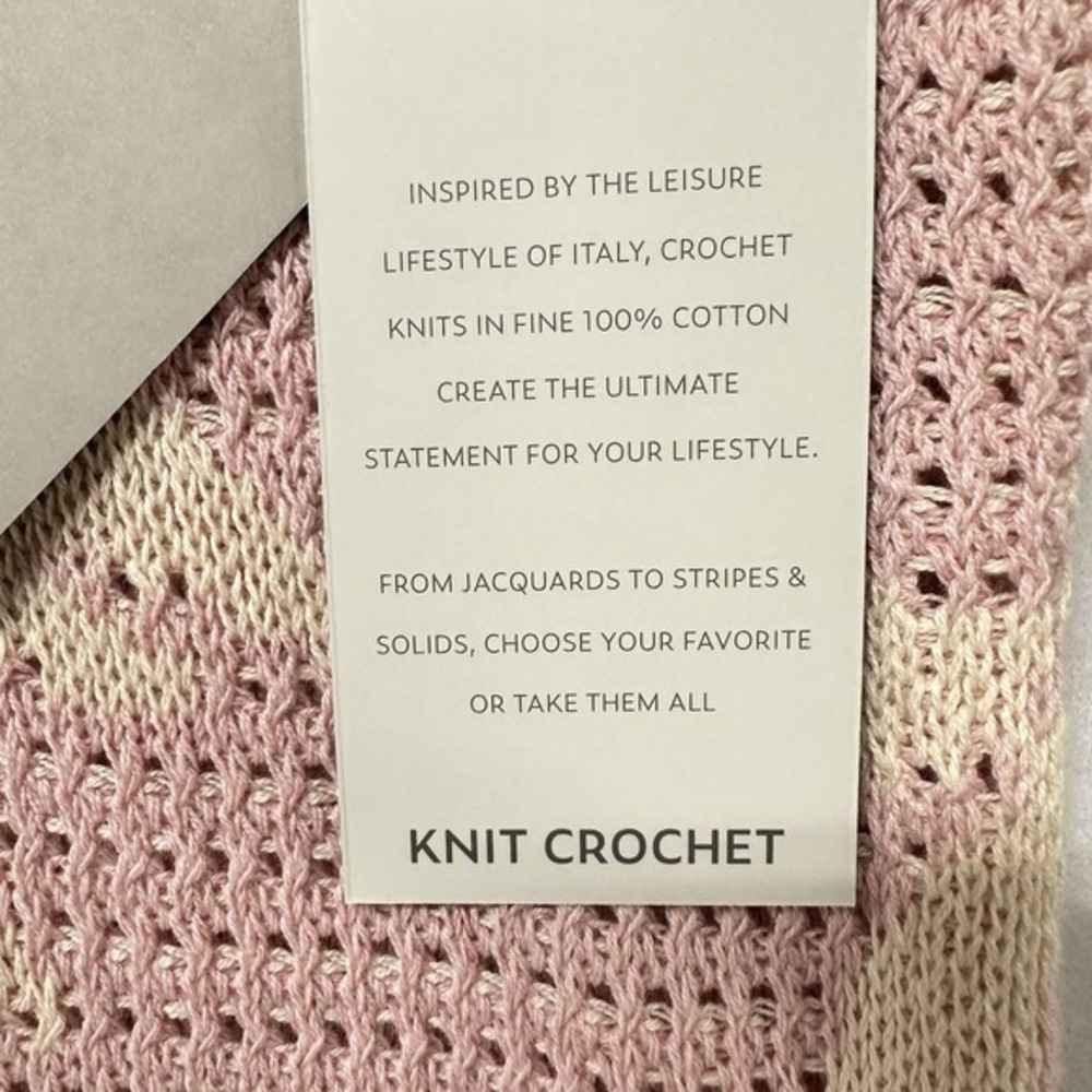 Massive Luxury Crochet Knit Shirt Mens L Powder Pink Floral Jacquard Cotton Polo - Picture 5 of 8